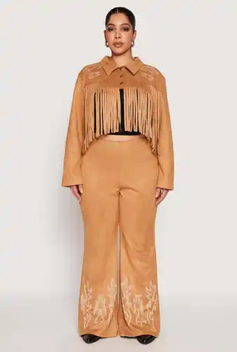 Walmart Womens Plus Size Faux Suede Decorative Stitch Pants offer