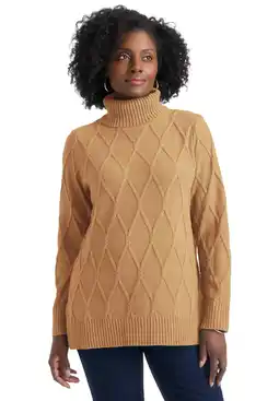 Walmart Jessica London Women's Plus Size Cable Turtleneck Sweater offer