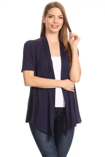 Walmart Women's Casual Comfy Short Sleeve Open Front Draped Sweater Cardigan offer