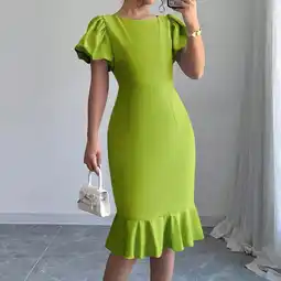 Walmart Summer Savings Clearance! LADIGASU Women's Fashion Casual Solid Color Short Sleeve V Neck Dress offer