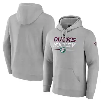 Walmart Men's Fanatics Heather Gray Anaheim Ducks Authentic Pro Alternate Wordmark Pullover Hoodie offer