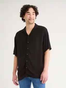 Walmart No Boundaries Solid Rayon Button Up Shirt with Short Sleeves, Men's & Big Men's offer