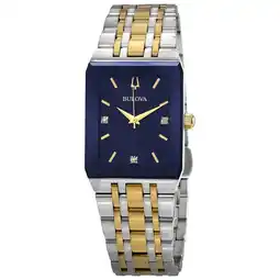 Walmart Bulova Men's Quadra Quartz Diamond Blue Dial Watch 98D154 offer