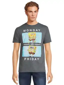 Walmart SpongeBob SquarePants Men's and Big Men's Monday vs Friday Graphic Tee, S-3XL offer