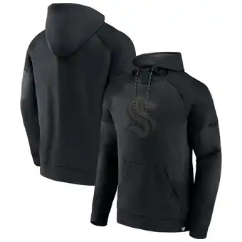 Walmart Men's Fanatics Seattle Kraken Black Ice Defender Raglan Pullover Hoodie offer