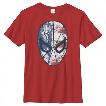 Walmart Boy's Marvel 4th of July Spider-Man American Flag Mask Graphic Tee Red Medium offer