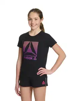Walmart Reebok Girl's Athletic Short Sleeve Graphic T-Shirt, Sizes 4-18 offer