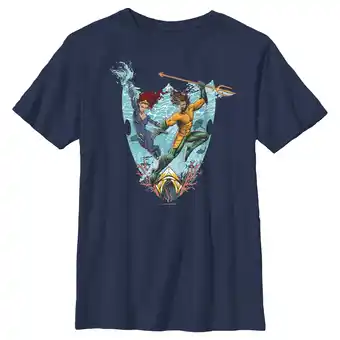 Walmart Boy's Aquaman and the Lost Kingdom Mera and Aquaman Graphic Tee Navy Blue Large offer