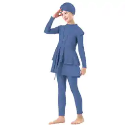 Walmart LIhncine Girls Swimsuit Sweetheart Top + Pants Full Coverage Swimwear Cap Swimming Bathing Suit offer