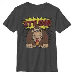 Walmart Boy's Nintendo Donkey Kong It's On Distressed Graphic Tee Charcoal Heather X Large offer