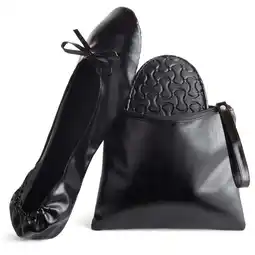 Walmart Black Foldable Ballet Flats for Women, Roll Up Flats with Zipper Pouch, US Size 10-11 offer