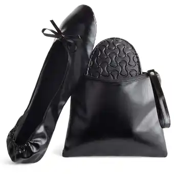 Walmart Black Foldable Ballet Flats for Women, Roll Up Flats with Zipper Pouch, US Size 10-11 offer
