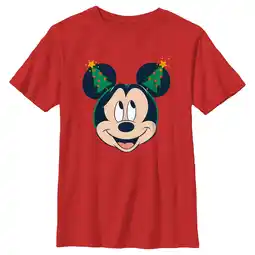 Walmart Boy's Mickey & Friends Christmas Tree Ears Graphic Tee Red Large offer