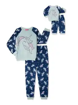 Walmart Saint Eve Girls Doll and Me Fleece Long Sleeve Pajama Set with Matching Doll PJ, 2-Piece, Sizes 4-12 offer