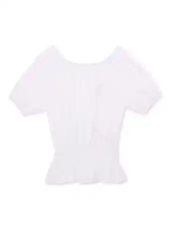 Walmart Pink Velvet Girls Tie-Back Smocked Top, Sizes 4-16 offer