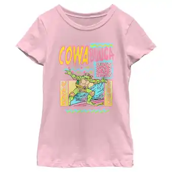 Walmart Girl's Teenage Mutant Ninja Turtles Distressed Wave Zone Michelangelo Graphic Tee Light Pink Medium offer