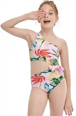 Walmart GEYEHUG Girls Swimsuit One Piece Bathing Suit Cutout UPF 50+ Cute Swimwear Kids for Ages 3-9 Years offer