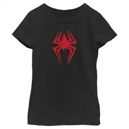 Walmart Girl's Spider-Man: Across the Spider-Verse Spray Paint Spider Logo Graphic Tee Black Large offer