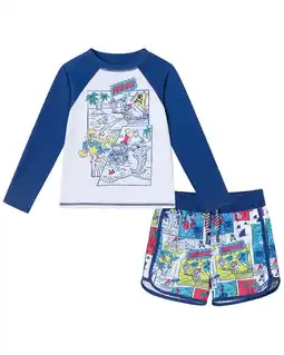 Walmart Andy & Evan boys Rashguard & Board Short Set, 3T, Blue offer