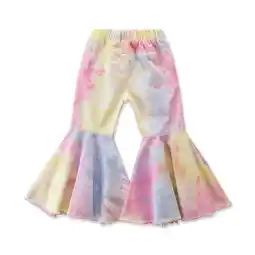 Walmart Mlzmgr Baby Clothes for Girls Toddler Hole Bell Bottom Denim Pants Kids Cute Cotton Flare Jean Pants offer