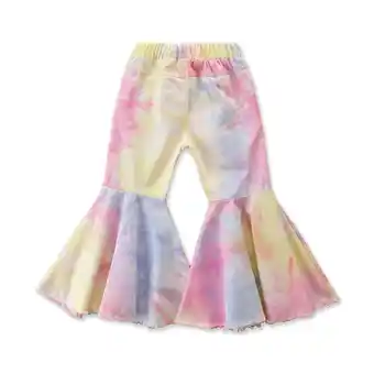 Walmart Mlzmgr Baby Clothes for Girls Toddler Hole Bell Bottom Denim Pants Kids Cute Cotton Flare Jean Pants offer