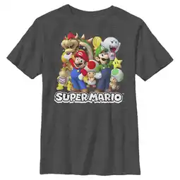 Walmart Boy's Nintendo Super Mario Bros. Group Portrait Graphic Tee Charcoal Heather X Large offer