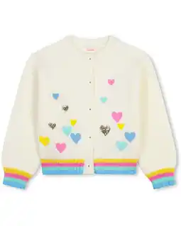 Walmart Billieblush girls Heart Print Cardigan, 5Y, Ivory offer