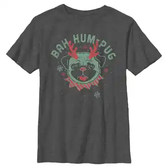 Walmart Boy's Lost Gods Distressed Bah Hum-Pug Graphic Tee Charcoal Heather X Large offer