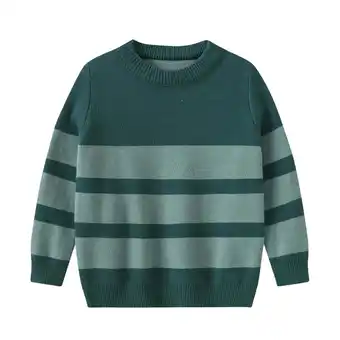 Walmart AherBiu Boys Winter Clothes Striped Sweaters Long Sleeve Tops Crewneck Pullover Knitwear for Teens offer