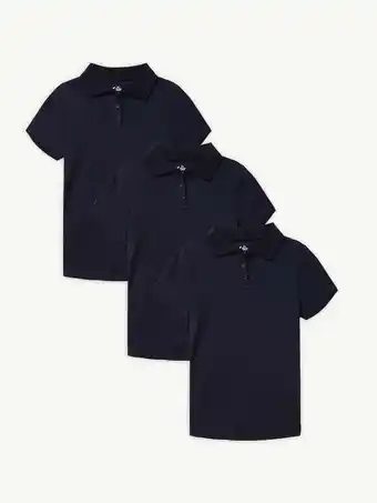 Walmart Justice Girls Uniform Short Sleeve Knit Polo Shirt, 3-Pack, Sizes XS-XLP offer