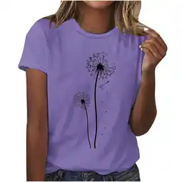 Walmart Xunlbb Womens Tops Short Sleeve Women's Printed T-shirt Round Neck Short Sleeved Top on Clearance offer
