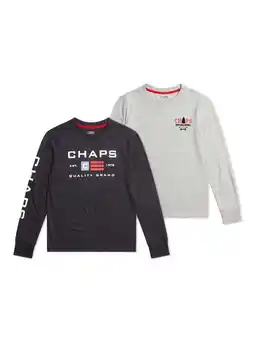 Walmart Chaps Boys Long Sleeve Logo T-Shirt, 2-Pack, Sizes 4-18 offer