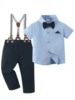 Walmart Baby Boy Clothes Suits Toddler Dress Shirt Bowtie Suspender Pants Outfit Formal Wedding 1-6 Years offer