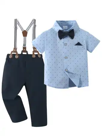 Walmart Baby Boy Clothes Suits Toddler Dress Shirt Bowtie Suspender Pants Outfit Formal Wedding 1-6 Years offer