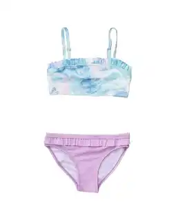 Walmart Snapper Rock girls Sky Dye Frilled Bandeau Bikini, 3, Blue offer