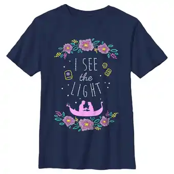 Walmart Boy's Tangled Rapunzel and Flynn I see the Light Graphic Tee Navy Blue X Large offer