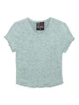 Walmart Miss Chievous Girls Brushed Knit V-Neck Top with Lettuce Edge, Sizes 4-16 offer