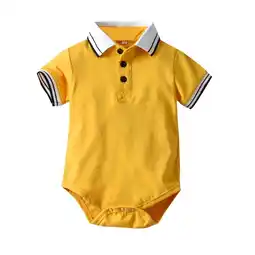 Walmart Baby Boys Short Sleeve Gentleman Solid Striped Romper Bodysuit Clothes,Size 3 Months-6 Months offer