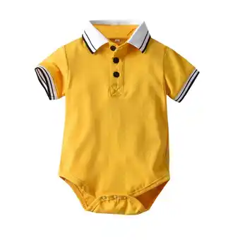 Walmart Baby Boys Short Sleeve Gentleman Solid Striped Romper Bodysuit Clothes,Size 3 Months-6 Months offer
