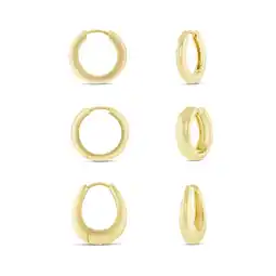 Walmart Believe By Brilliance Women's Flash Gold Plated Hoop Earring Set - 3 Pairs of Hoops offer