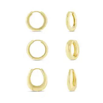 Walmart Believe By Brilliance Women's Flash Gold Plated Hoop Earring Set - 3 Pairs of Hoops offer