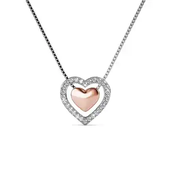 Walmart Cate & Chloe Susan 18k White Gold Plated Women's Necklace with Rose Gold Heart, Swarovski Crystals offer