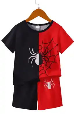Walmart GEYEHUG Boys 2 Pieces Outfits Print Round Neck Short Sleeve Top and Shorts Set offer