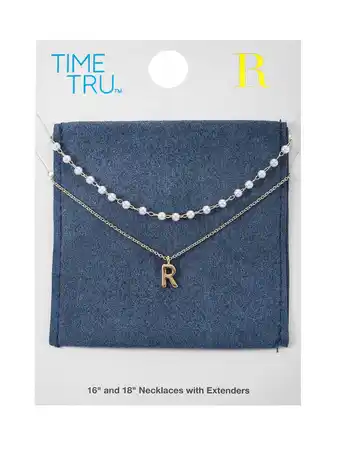 Walmart Time and Tru Goldtone Initial Letter Necklace Set, 2 Pieces, Letter R offer