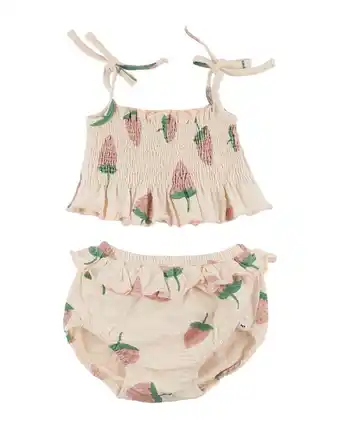 Walmart oh baby! girls Strawberry Print Sunsuit Set, 18-24 MO offer