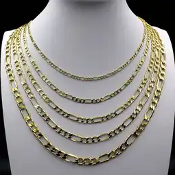 Walmart Real 10K Yellow Gold 2mm - 6mm Figaro Link Chain Pendant Necklace 14 - 30 offer