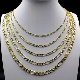 Walmart Real 10K Yellow Gold 2mm - 6mm Figaro Link Chain Pendant Necklace 14 - 30 offer