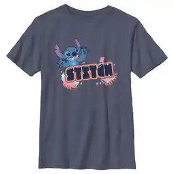 Walmart Boy's Lilo & Stitch Bubble Stitch Name Graphic Tee Navy Blue Heather Medium offer