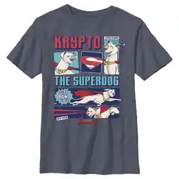 Walmart Boy's DC League of Super-Pets Krypto the Superdog Comic Graphic Tee Navy Blue Heather Medium offer