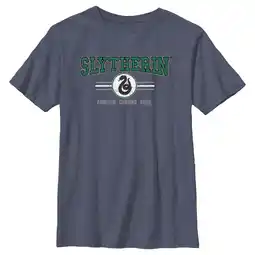 Walmart Boy's Harry Potter Distressed Slytherin Traits Graphic Tee Navy Blue Heather Small offer